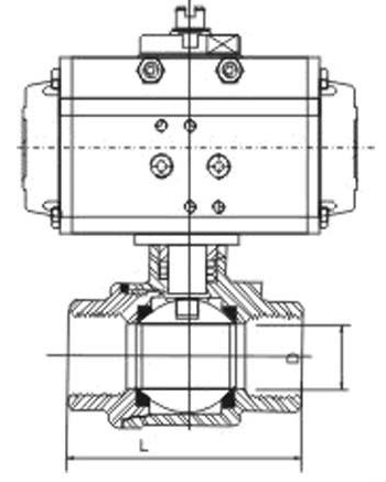 氣動二（èr）片式內螺紋球閥結構圖