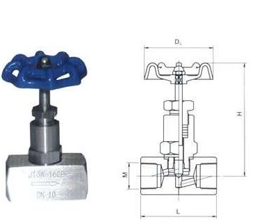 J11W內螺（luó）紋針型截止閥結構（gòu）圖
