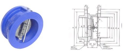 H77X對夾式雙瓣（bàn）止回閥結構圖